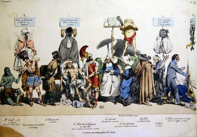 फ्रेंच सोसाइटी, c.1830-40 (कलर लिथो) द्वारा ग्रैंडविल