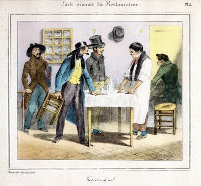 रेस्तरां के रहने वाले कार्ड: तीन croutons! 1831-32 (लिथोग्राफी) द्वारा ग्रैंडविल