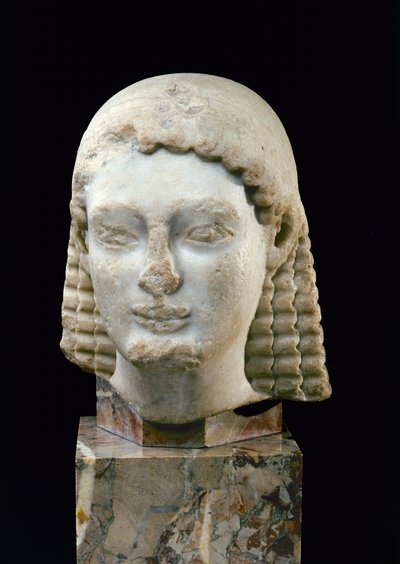 एथेंस के एक कौरोस के प्रमुख, c.510 ईसा पूर्व (संगमरमर) द्वारा Greek