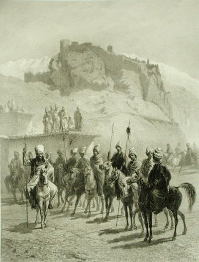 एट्सखौर का महल, अखलत्सिक, काकेशस पर एक किताब से प्लेट 10, एडोल्फ मौइलेरॉन द्वारा उकेरी गई (1820-81) अल्फ्रेड लियोन लेमर्सीर, पेरिस द्वारा प्रकाशित द्वारा ग्रिगोरि ग्रिगोरविच (बाद में) गगारिन