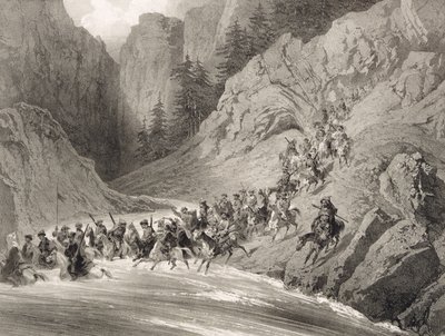 अल्फ्रेड लियोन लेमरसीर, पी द्वारा प्रकाशित यूजीन सिसेरी (1813-90) और एडोलपे जीन-बैप्टिस्ट बायोट (1810-66) द्वारा उत्कीर्ण काकेशस पर एक किताब से काला सागर के पास एक छापे पर Tcherkersseians, प्लेट 4। द्वारा ग्रिगोरी ग्रिगोरेविच गगारिन