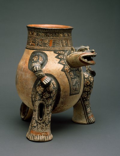 जगुआर वेसल, नॉर्थवेस्टर्न कोस्टा रिका, लेट पीरियड VI, 1200-1400 (पॉलीक्रोम स्लिप पेंटिंग वाले मिट्टी के बरतन) द्वारा गुआनाकास्ट निकोया संस्कृति गुआनाकास्ट निकोया संस्कृति