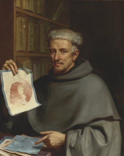 "" चित्रकार बोनावेंटुरा बीसी का पोर्ट्रेट "" (फ्रा बोनावेंटुरा बीसी (1601-1659) का पोर्ट्रेट जिसे इल पिटोरिनो कहा जाता है) जियोवानी फ्रांसेस्को बारबेरी द्वारा पेंटिंग जिसे ग्वेर्सिनो या गुरचिन कहा जाता है (1591-1666) 17 वीं शताब्दी का न द्वारा ग्वेर्सिनो