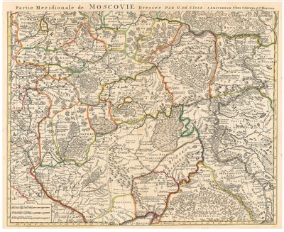 मस्कॉवी पार डेलिसले (डी ल आइल), गिलौम (1675-1726) का नक्शा नक़्क़ाशी, जल रंग द्वारा गिलौम डेलिसल