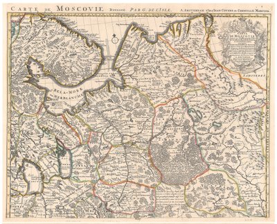 मस्कॉवी पार डेलिसल (डी ल आइल), गिलौम (1675-1726) का नक्शा। नक़्क़ाशी, जल रंग द्वारा गिलौम डेलिसल