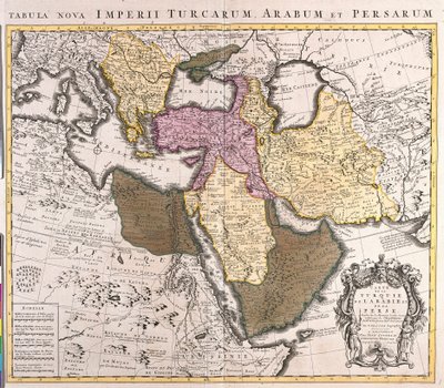 मध्य पूर्व का नक्शा: तुर्की साम्राज्य, फारस और अरब प्रायद्वीप (नक़्क़ाशी) द्वारा गिलौम डेलिसल