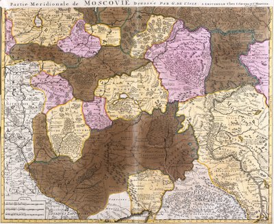 मास्को (रूस) की महान रियासत के मध्याह्न भाग का नक्शा (नक़्क़ाशी) द्वारा गिलौम डेलिसल