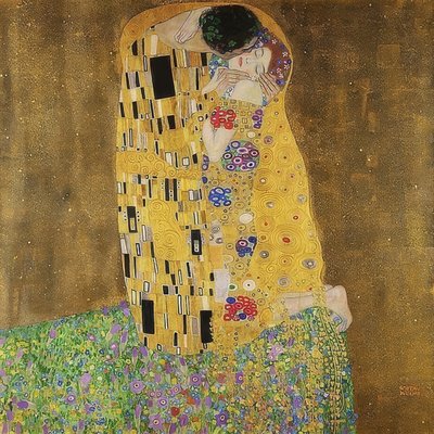 चुंबन। 1907-1908 द्वारा Gustav Klimt