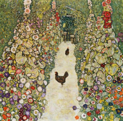 मुर्गियों के साथ बगीचे का रास्ता द्वारा Gustav Klimt