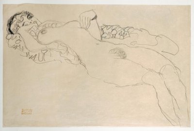 रीकॉलिंग न्यूड बाईं ओर मुड़ गई द्वारा Gustav Klimt