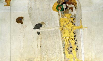 बीथोवेन फ्रीज़, डिटेल: नाइट इन शाइनिंग आर्मर, 1902 द्वारा गुस्ताव क्लिम्ट