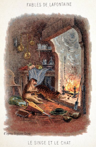 Fables de La Fontaine: गुस्ताव डोरे के बाद बंदर और बिल्ली। द्वारा गुस्ताव (बाद में) डोर