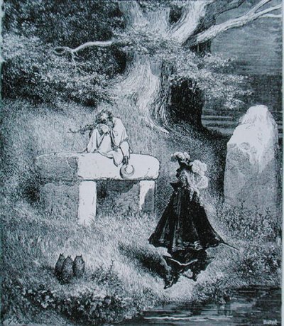 चार्ल्स पेरौल्ट (1628-1703) 1883 (उत्कीर्णन) द्वारा 'पूस इन बूट्स' के लिए चित्रण द्वारा गुस्ताव (बाद में) डोर