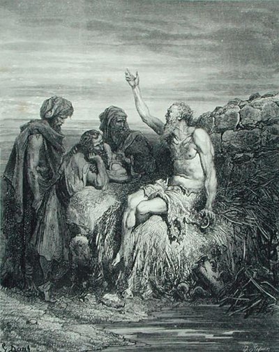 जॉब एंड हिज़ फ्रेंड्स, जे रेग्नियर द्वारा उकेरा गया, c.1868 (उत्कीर्णन) द्वारा गुस्ताव (बाद में) डोर