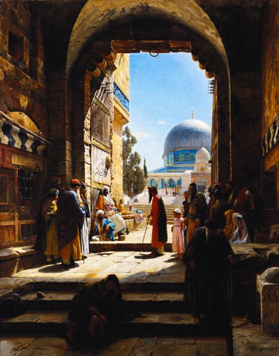 मंदिर के प्रवेश द्वार पर, यरूशलेम, 1886 द्वारा Gustave Bauernfeind