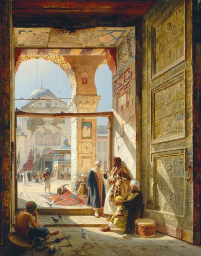 द गेट ऑफ़ द ग्रेट उमय्यद मस्जिद, दमिश्क, 1890 द्वारा Gustave Bauernfeind