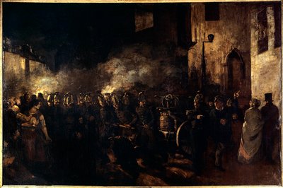 गुस्ताव कोर्टबेट (1819-1877) 1850 सन द्वारा एक आग से चलने वाले अग्निशामक चित्रकारी। 3,88x5,8 मीटर पेरिस, मुसी डू पेटिट पैलेस द्वारा गस्टवे कौरबेट