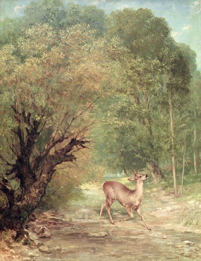 हंटेड रो-डीयर ऑन द अलर्ट, स्प्रिंग, 1867 द्वारा गस्टवे कौरबेट