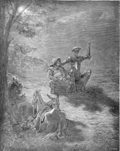 हेलियोडोर जोसेफ पिसन (1822-90) c.1868 द्वारा उत्कीर्ण मिगुएल ग्रीवांट्स (1547-1616) द्वारा &39;डॉन क्विक्सोट डे ला मंच&39; से एक रात का प्रवचन। द्वारा गुस्ताव डोर