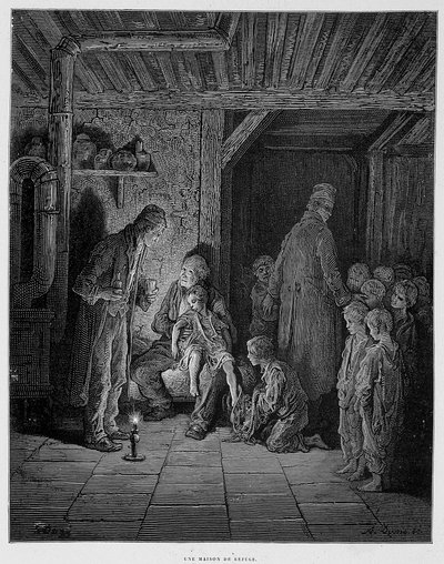 शरण का घर - गुस्ताव डोरे द्वारा "लंदन" में द्वारा Gustave Dore