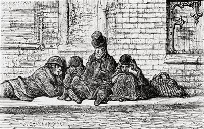 सड़कों पर सो रहा है, 1872। द्वारा गुस्ताव डोर