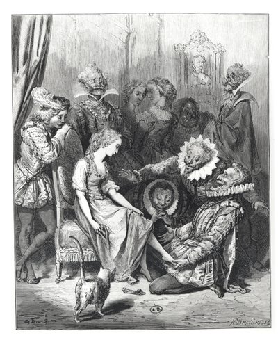 &39;सिंड्रेला एंड द ग्लास स्लिपर&39;, लुई हेनरी ब्रेविरे (1797-1869) द्वारा उत्कीर्ण &39;लेस कंटेस डी पेरौल्ट&39; से चित्रण, जे। हेटेल, 1862 द्वारा प्रकाशित द्वारा गुस्ताव डोर