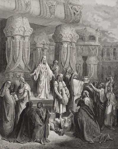 साइरस मंदिर के पुलों को बहाल करना, डोरे की &39;द होली बाइबल&39; से चित्रण, 1866 में उत्कीर्ण द्वारा गुस्ताव डोर