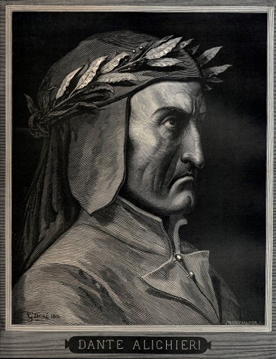 दांते एलघिएरी 1265-1321, 1860। द्वारा गुस्ताव डोर