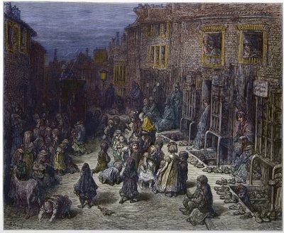 डडली स्ट्रीट, विलियम ब्लैंचर्ड जेरोल्ड (1826-94) द्वारा लिखित 'लंदन, ए पिलग्रिमेज' से कोवेंट गार्डन में सात डायल - गुस्ताव डोर द्वारा चित्र - 1872 - द्वारा Gustave Dore