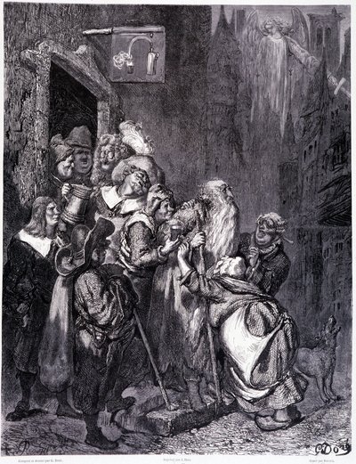 इस सराय में प्रवेश करें, प्लेट IV - गुस्ताव डोरे द्वारा चित्रण (1832-1883), पियरे ड्यूपॉन्ट द्वारा भटकने वाले ला लेजेंड डू जिफ के लिए, संस्करण लाइब्रेरी डू मैगासिन पिक्चर, पेरिस 1862 द्वारा गुस्ताव डोर