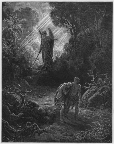 गुस्तावे डोवर बाइबल: एडम और ईव ने ईडन से बाहर निकाल दिया द्वारा Gustave Dore