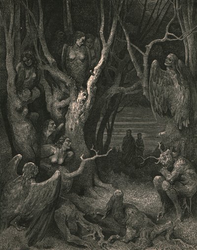 यहां जानवर हार्पीज अपना घोंसला बनाते हैं, c1890। द्वारा गुस्ताव डोर