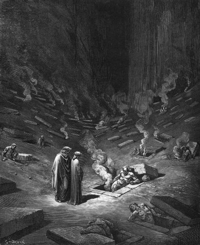 हर्तेयार्क्स, दांते अलघिएरी (1265-1321) पेरिस द्वारा &39;द डिवाइन कॉमेडी&39; (इन्फर्नो), 1885 से प्रकाशित चित्र द्वारा गुस्ताव डोर