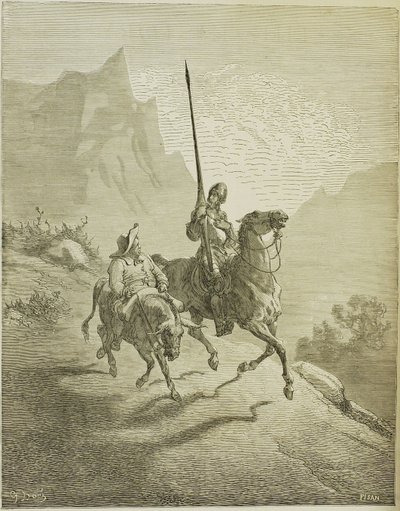 1863 में एम। डी। सर्वंतेस द्वारा लिखित डॉन क्विक्सोट डे ला मंच की पुस्तक का चित्रण द्वारा गुस्ताव डोर