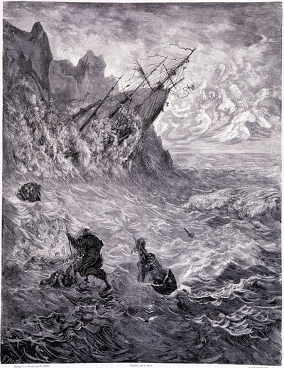मैं समुद्र को पार करता हूं ... प्लेट एक्स - गुस्ताव डोर द्वारा चित्रण (1832-1883), पियरे ड्यूपॉन्ट द्वारा भटकने वाले ला लेजेंड डू जिफ के लिए, संस्करण लाइब्रेरी डू मैगासिन पिक्चर, पेरिस 1862 द्वारा गुस्ताव डोर