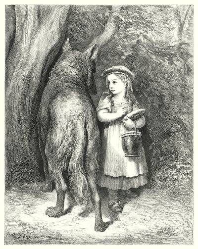 लिटिल रेड राइडिंग हुड; लिटिल रेड राइडिंग हुड द्वारा Gustave Dore