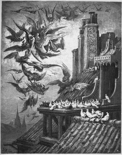 Les Vautours एट लेस कबूतर - गिद्ध और कबूतर - जीन डे ला फॉन्ट द्वारा "दंतकथाओं" से द्वारा गुस्ताव डोर