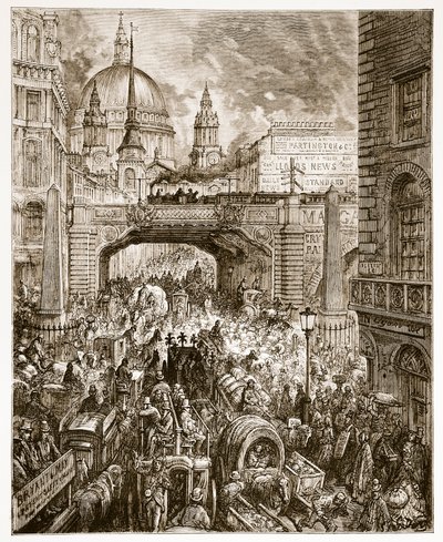 लुडगेट हिल, &39;लंदन, ए पिलग्रिमेज&39; से, विलियम ब्लैंचर्ड जेरोल्ड (1826-94) पब द्वारा लिखित 1872 द्वारा Gustave Dore