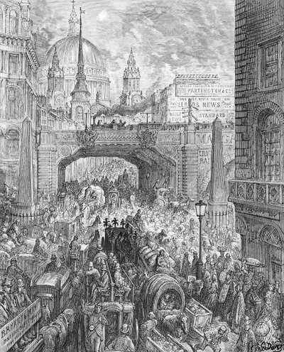 लुडगेट हिल, &39;लंदन, ए पिलग्रिमेज&39; से, विलियम ब्लैंचर्ड जेरोल्ड (1826-94) पब द्वारा लिखित 1872 (उत्कीर्णन) द्वारा Gustave Dore