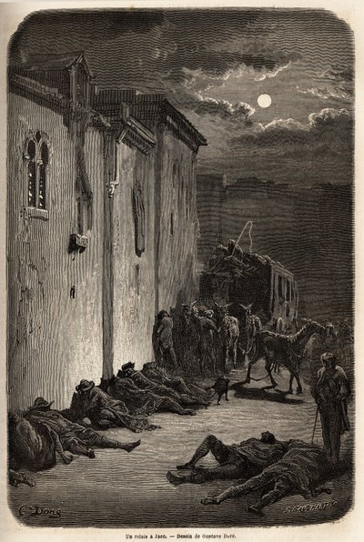 जेन में एक रिले में एक रात। गुस्ताव डोर (1832-1883) द्वारा चित्र, 1862 में स्पेन की अपनी यात्रा का वर्णन करने के लिए, Ch के साथ। डेविलियर। एडौर्ड चार्टन द्वारा संपादित "" ले टूर डू मोंडे "" में उत्कीर्णन द्वारा गुस्ताव डोर