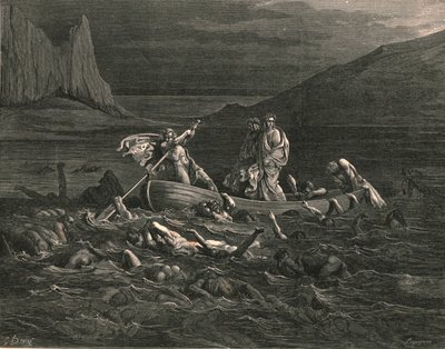 जल्द ही दोनों के बीच, लहरों को काटते हुए, c1890। द्वारा गुस्ताव डोर