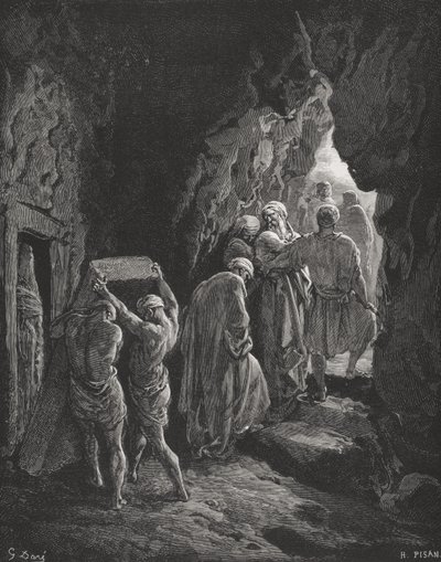 द बरी ऑफ सारा, डोर की &39;द होली बाइबल&39; से दृष्टांत, पिसन, 1866 द्वारा उत्कीर्ण द्वारा गुस्ताव डोर