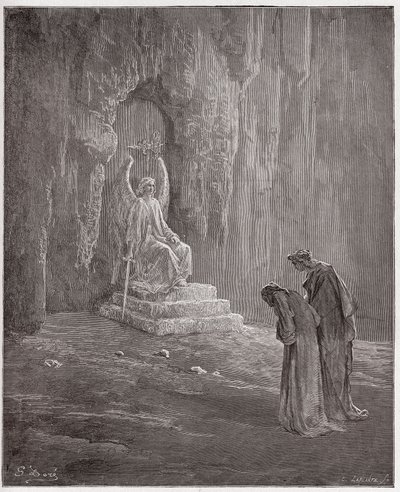 द डिवाइन कॉमेडी (ला डिविना कॉमेडिया, ला डिवाइन कॉमेडी), पुर्गाटोरियो, कैंटो 9: दांते और वर्जिल, पर्गेटरी के पोर्टल पर - दांते अलीघिएरी द्वारा (1265-1321) - गुस्ताव डोरे द्वारा चित्रण (1832-1883) द्वारा गुस्ताव डोर