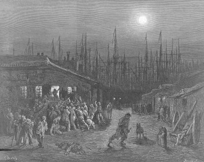 'द डॉक्स - नाइट सीन', लंदन, 1872 द्वारा गुस्ताव डोर