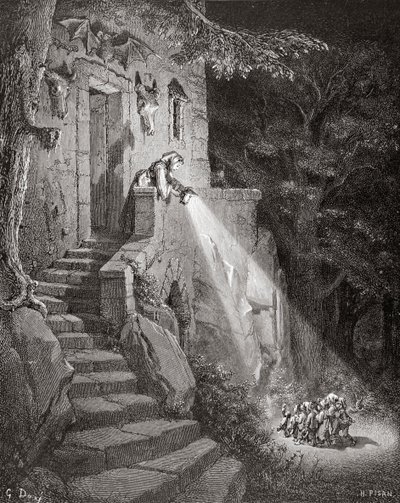 हेलर, जोसफोर पिसन (1822-90) द्वारा उत्कीर्ण ओग्रे की विदाई, c.1868 द्वारा गुस्ताव डोर