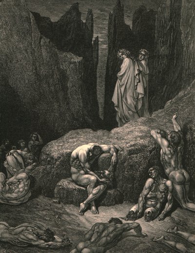 जहां तक दाढ़ और दयनीय रंगों के बीच तेरा दृष्टि नीचे जकड़ना, c1890। द्वारा गुस्ताव डोर