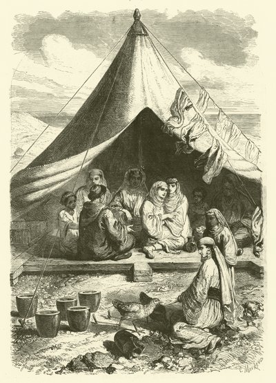जिब्राल्टर में मोरक्को के यहूदी, टेटुआन में नरसंहार से भाग गए (उत्कीर्णन) द्वारा गुस्ताव जेनेट