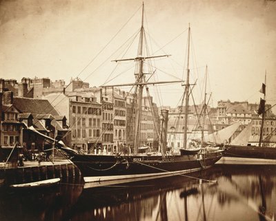 1856 में ली हैवर में इंपीरियल यॉट &39;द क्वीन हॉर्टेंस&39; (सीपिया फोटो) द्वारा गुस्ताव लेग्रे