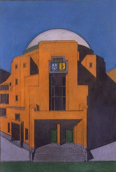 Gemeentemuseum, हेग (पेस्टल) के प्रवेश द्वार की योजना द्वारा एचपी बर्लेज