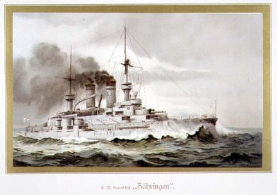 SM Linienschiff 'Zahringen' (HM शिप ऑफ़ द लाइन 'Zahringen') c.1899 (litho) द्वारा एच। ग्राफ
